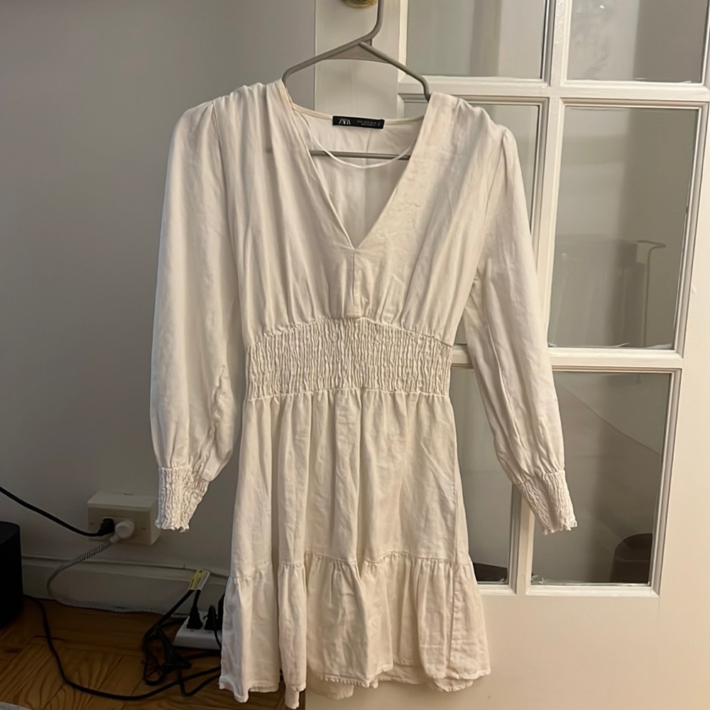 Zara white long sleeve dress